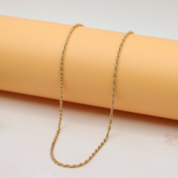 Twisted Rope Rose Gold Necklace – Elegant 18 Inch Chain Design, XPNL0206 - Picture 10 of 12